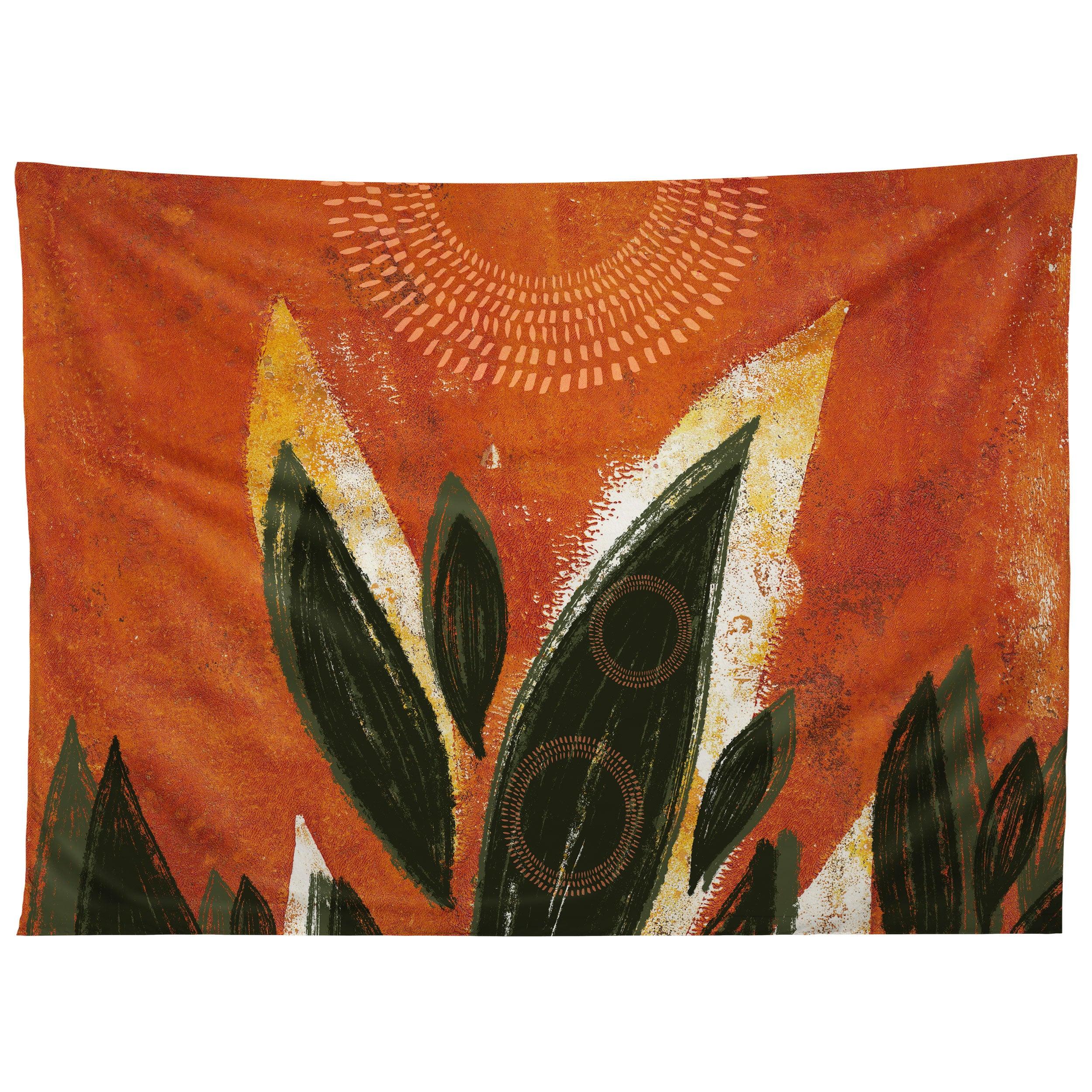 TROPICAL BOHO LEAVES 02 tapestry 75x100