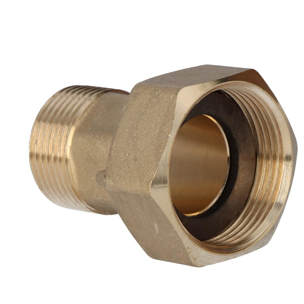 Brass Screw Connections for Water Meters DN25 (1"), Set: 2 Male Connectors + 2 Nuts