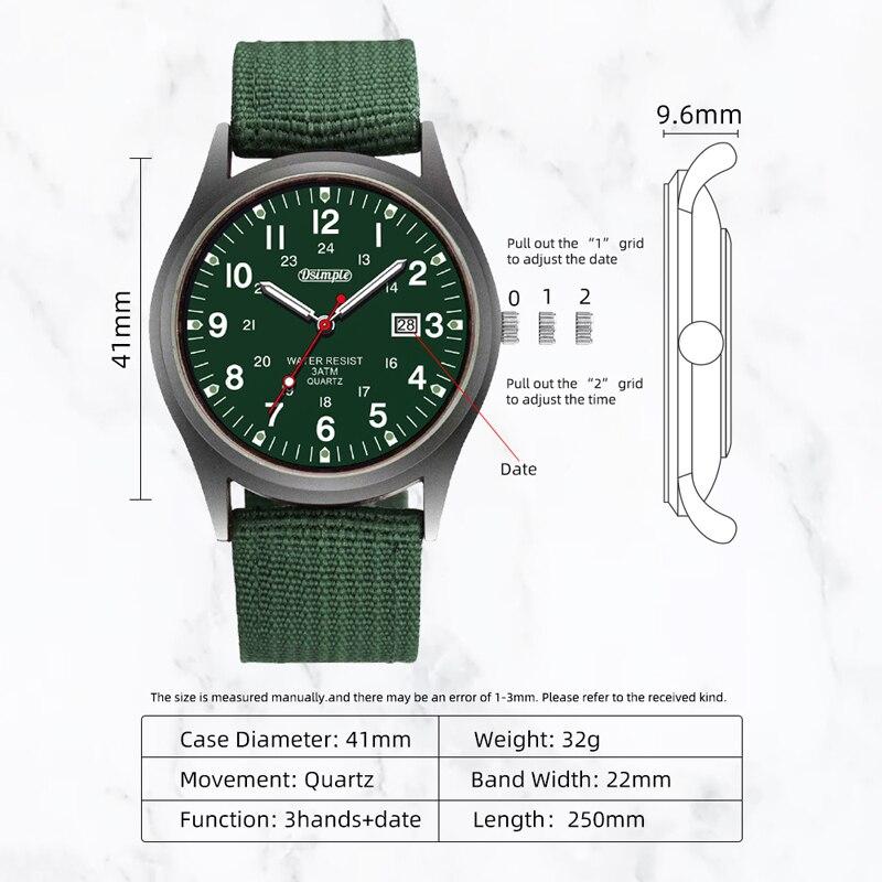 Fashion Mens Watches Luminous Hands Clock Luxury Military Sports Calendar Quartz Wristwatch Men Casual Nylon Watch Reloj Hombre