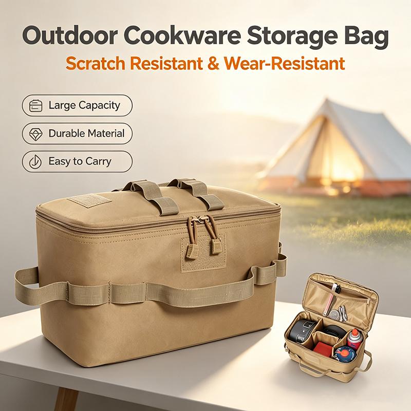 Outdoor Cookware Storage Bag Large Capacity Scratch Resistant Durable Fabric for Camping Hiking Travel Gear Organization