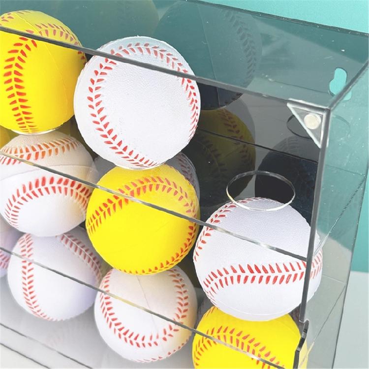 Space Saving Acrylic Sports Balls Display Stand Wall Mounted Clear Rack for 12 Slot Baseball Table Tennis Storage Box