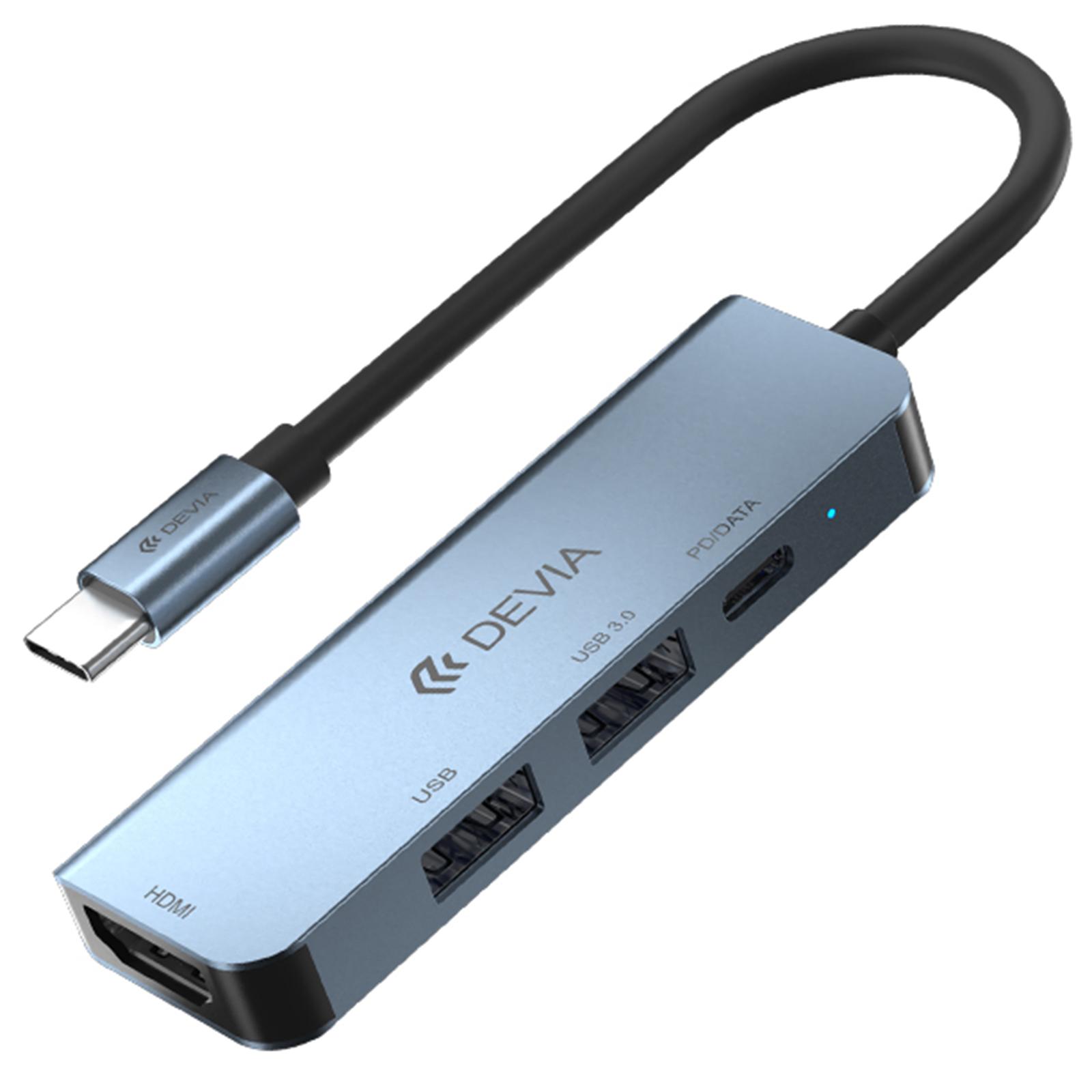 

DEVIA EC136 Leopard Series 4-in-1 Hub Adapter Type-C to PD+USB2.0+USB3.0+HD Docking Station (Updated) As Shown A