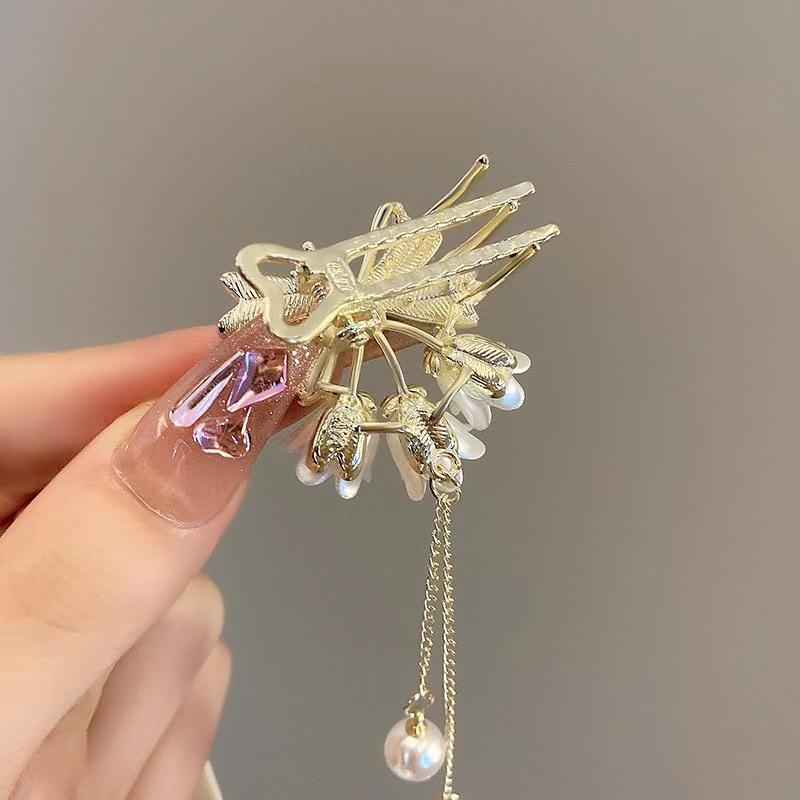 Maiglöckchen-Quasten-Haarnadel, luxuriöse künstliche Perlen, modische Haarklammer für Frauen