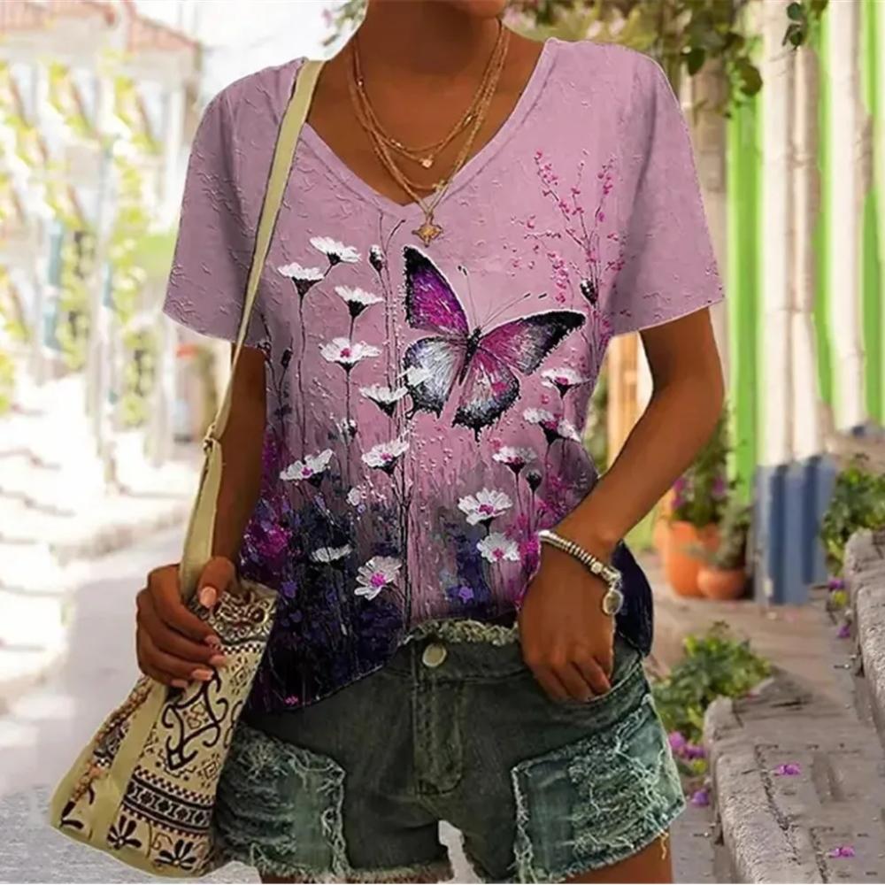 

Женский свежий модный пуловер ярких цветов с 3D принтом, подходит для всех сезонов, повседневный, с короткими рукавами, из полиэстера, сексуальный v-образный вырез 8XL