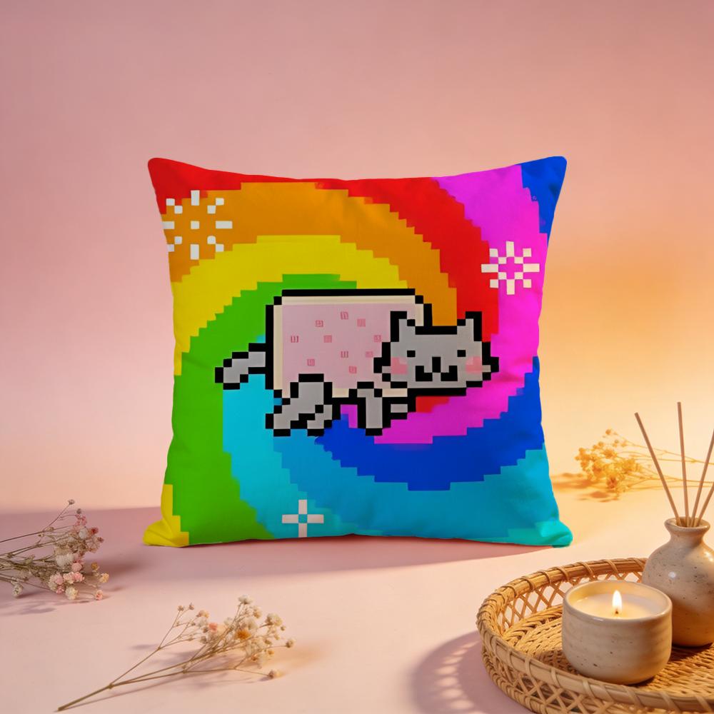 Hot Nnyan Catful Cushion Cover Comfortable Durable Pillow Cover MultiScene for Home Office Car Sofa