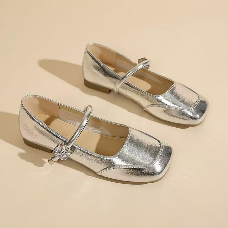 Autumn New Mary Jane Shoes Flat Bottom Square Head Fashion Temperament Women's Shoes Not Tired Shallow Mouth Single Shoes