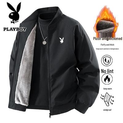 Men's Plush Lined Loose Fit Baseball Jacket