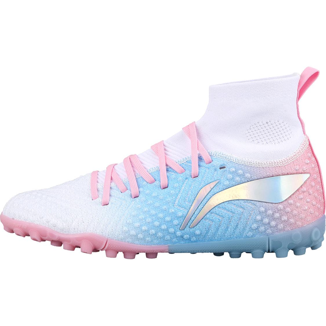 

New LiNing TF Turf Artificial Ground, Firm Ground Shock Absorbers Slip Resistant Soccer Shoes Men s Blue Pink White YSTT029-3 42