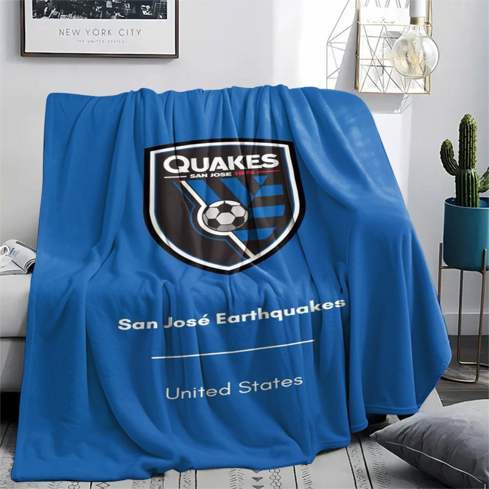 1Pc San Jose Earthquakes Print Flannel Blanket High Quality Warm Comfortable Cover for All Seasons Perfect for Gifts Home Decor