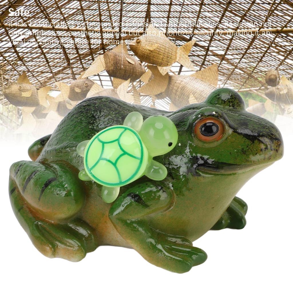 Žabí figurka Roztomilá Zábavná Pryskyřičná Žába se Želvou Socha pro Patio Zahradní Ornament