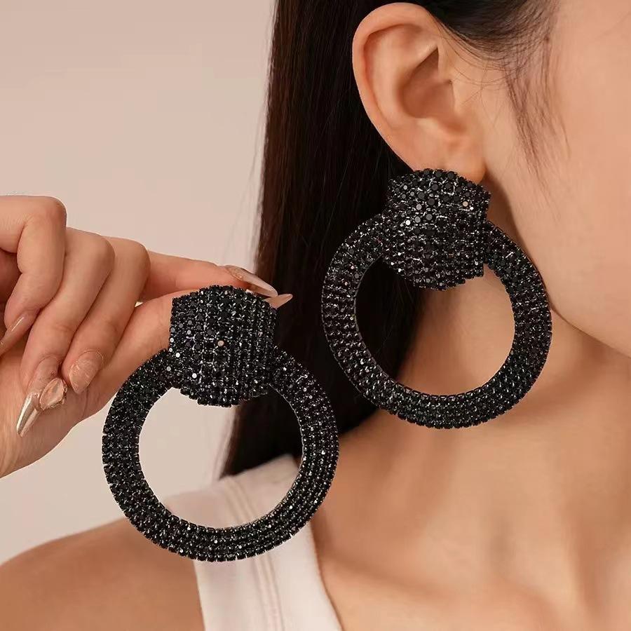 Große personalisierte Damen-Ohrstecker mit Vollbesatz aus Diamanten, Party Hochzeit, Geschenk Dekorative Ohrringe