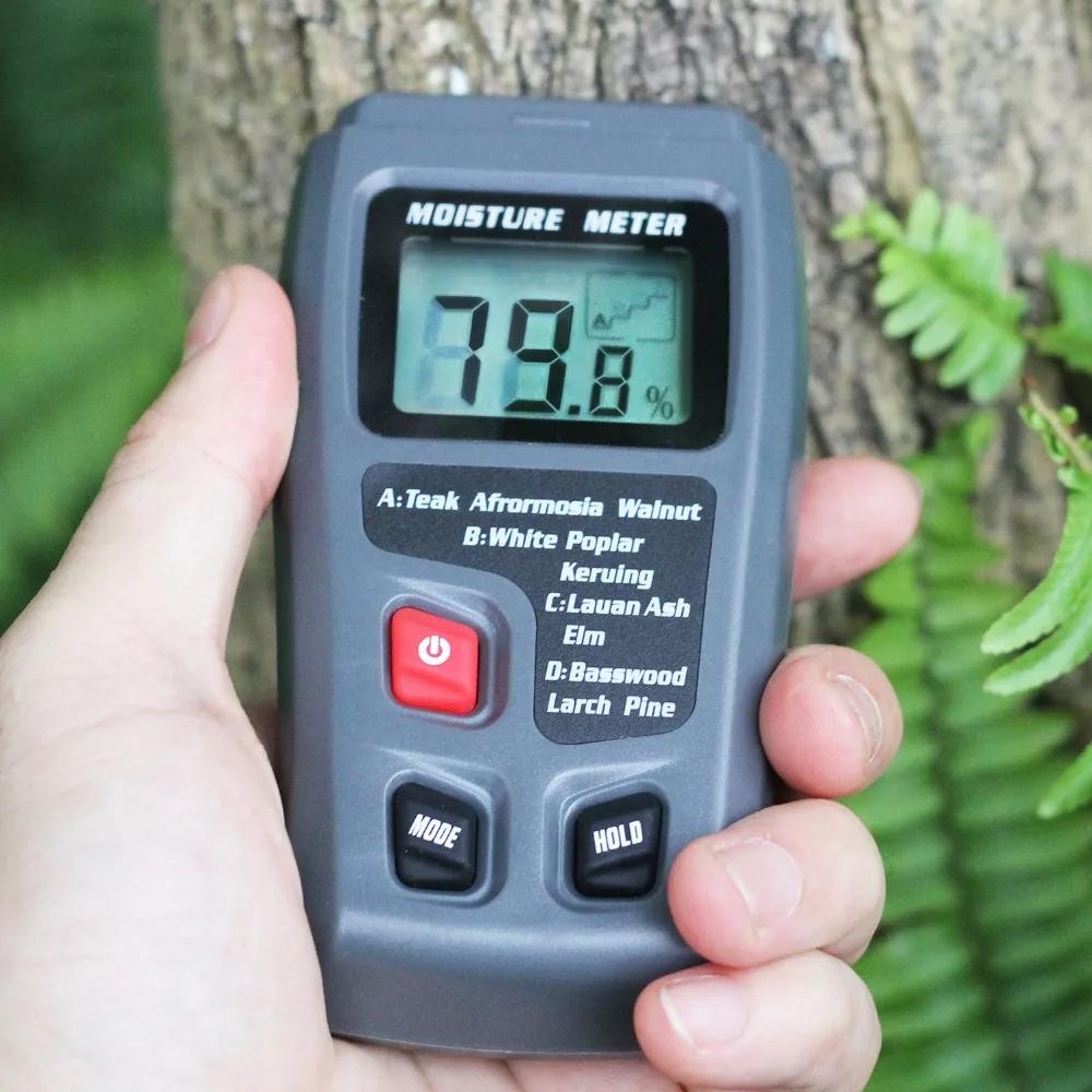 NEW Digital Wood Moisture Meter Professional Timber Damp Tester Handheld Hygrometer Lumber Detector EMT01 with HD LCD Display