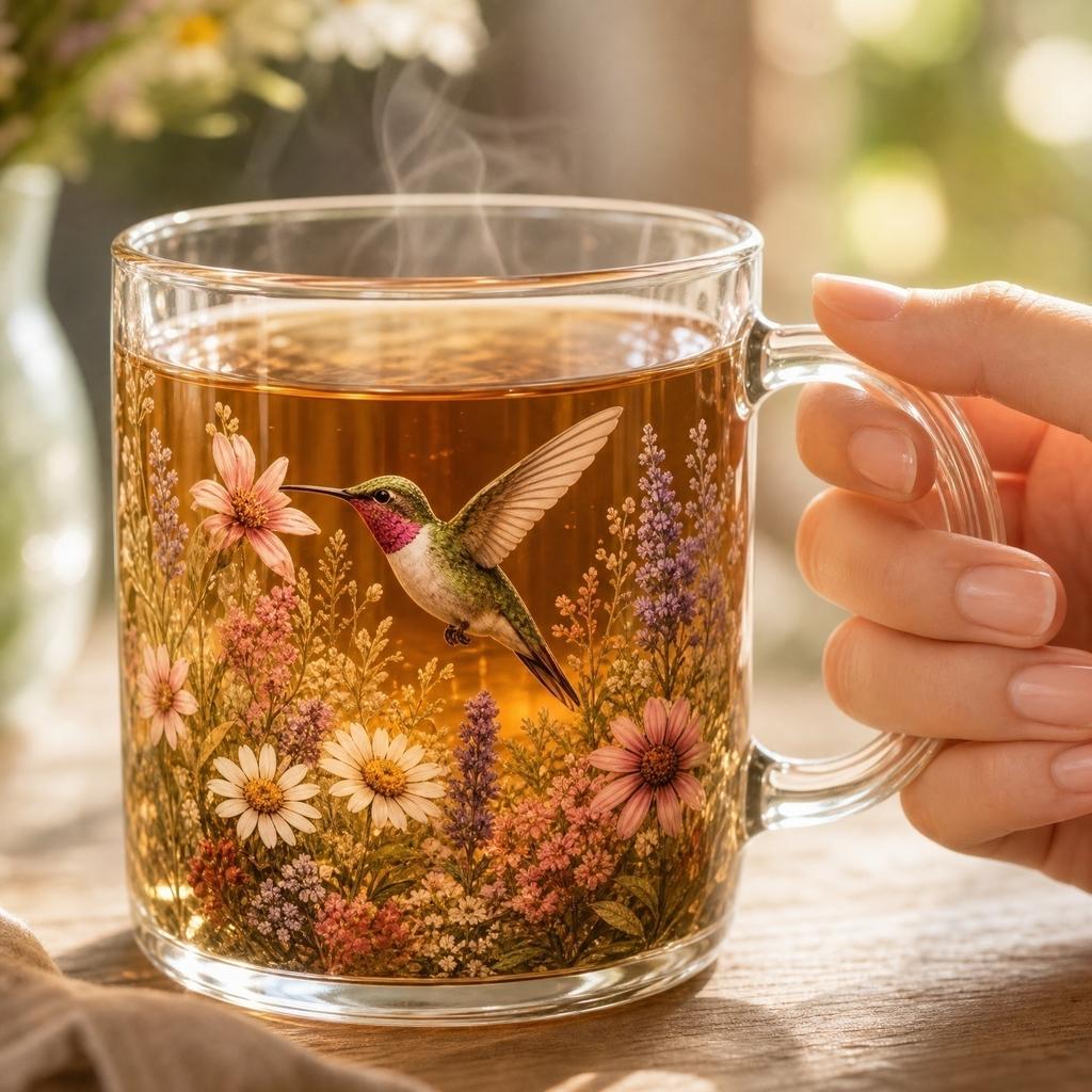 Flower Bouquet Shape Glass Cup - Glass Tumbler, Decorative Drinkware for Home and Gifts