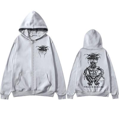 Darkthrone A Blaze in The Northern Sky Felpa con Zip da Uomo Harajuku Death Black Metal Abbigliamento Sportivo Tute Oversize Cappotti