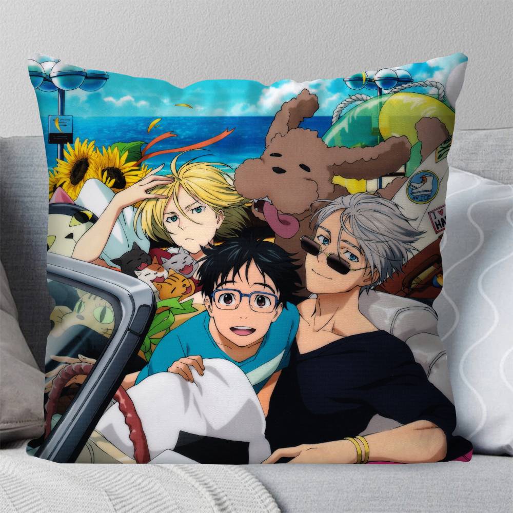 Anime YYURi On ICE Pillow Case Fashion Square Pillowcase Bedroom Sofa Room Ins Decoration Leisure