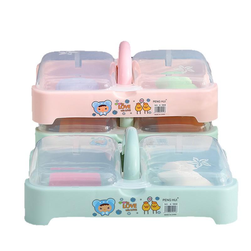 Dvouvrstá mýdlenka s víkem s odklápěcím víčkem - Velká, odvodňovací, domácí mýdlenka se dvěma přihrádkami