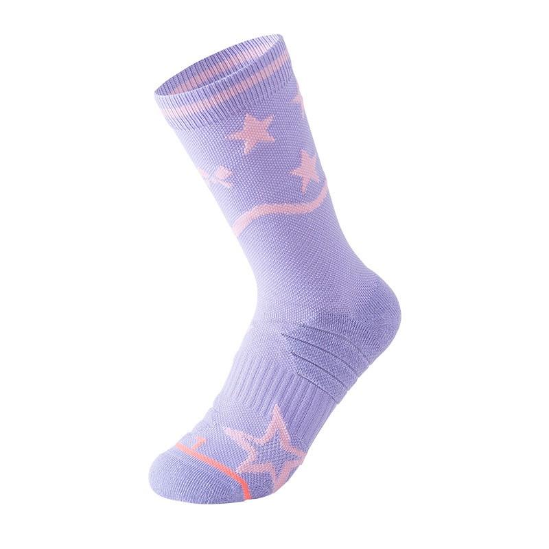 Womens Mid-Calf Sports Socks Terry Bottom Breathable Running
