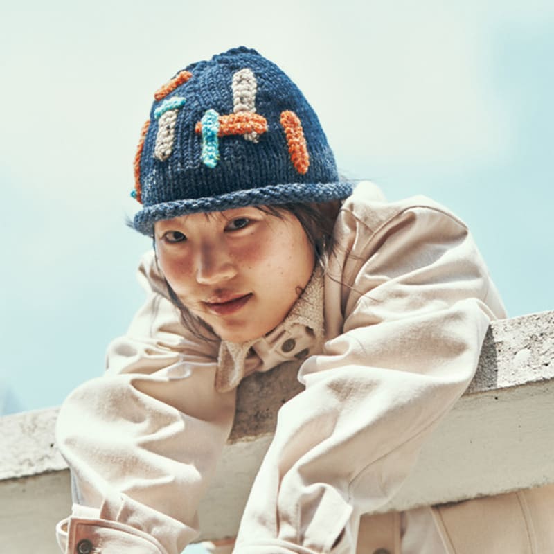 MISU A BARBE TILE BEANIE MULTI NAVY