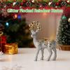 Christmas Figurines Reindeer Christmas Glitter Flocked Figurine Desktop Holiday Sculpture For Collectors Photography Home Living