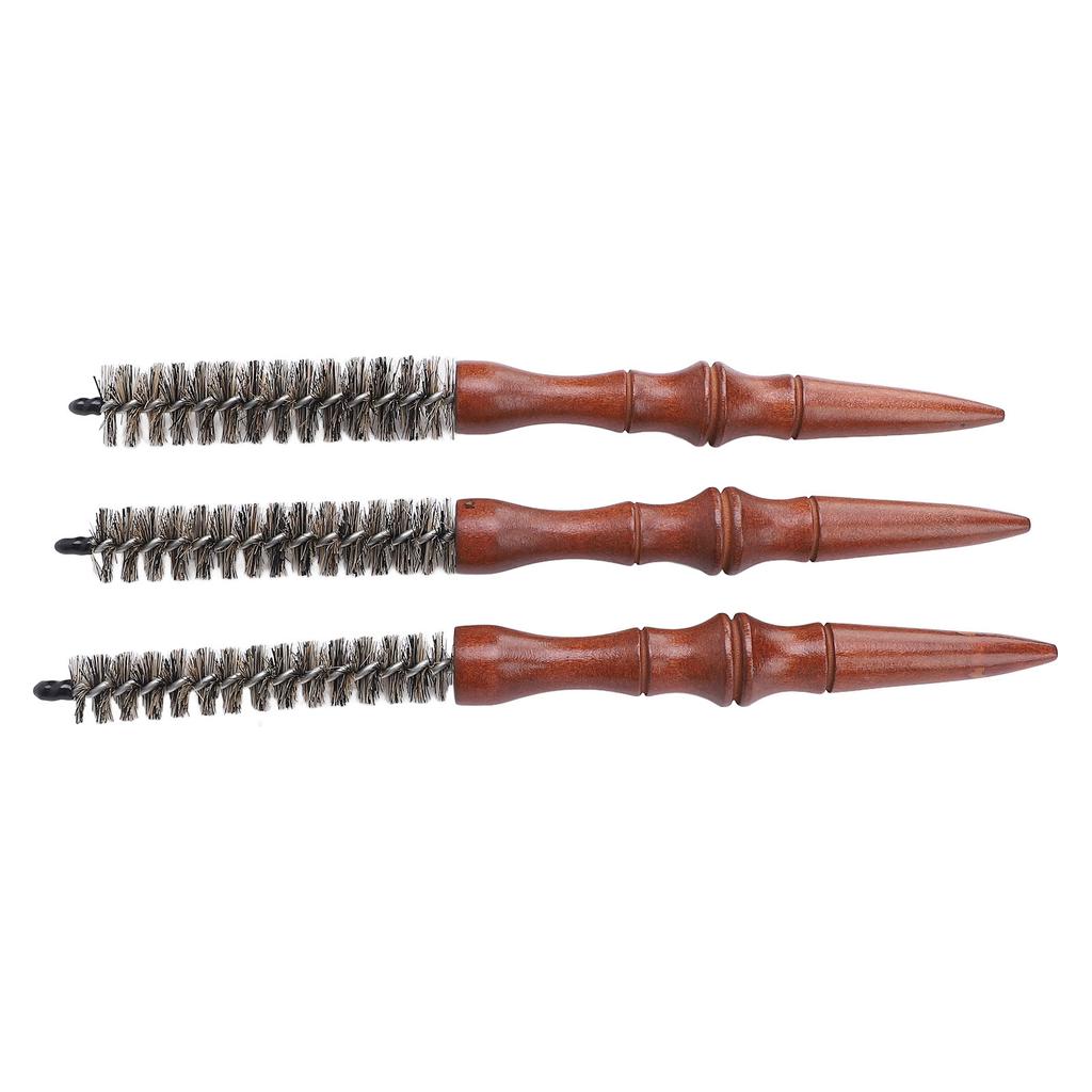 3 Pcs Round Comb for Thin Hair Wooden Handle Hair Styling Spiral Comb Portable Mini Roller Quiff Brush