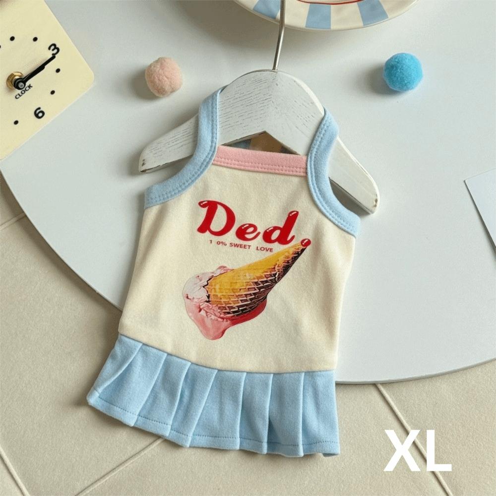 Cartoon Print Pet Ice Cream Camisole Vest Thin Breathable Comfortable Clothing Small Dog Dress Pet Tank Top Puppy Teddy