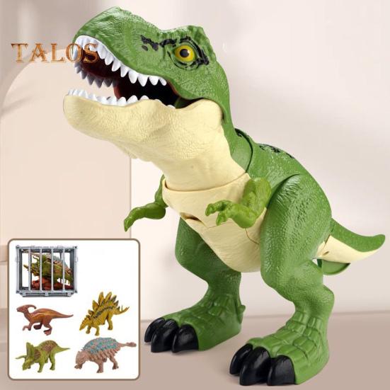 1 set Jucărie de dinozaur care înghite răcnind cu cușcă gura mobilă leagăn coadă copii Tyrannosaurus Rex figură de acțiune model realist din dino pentru copii mici băieți