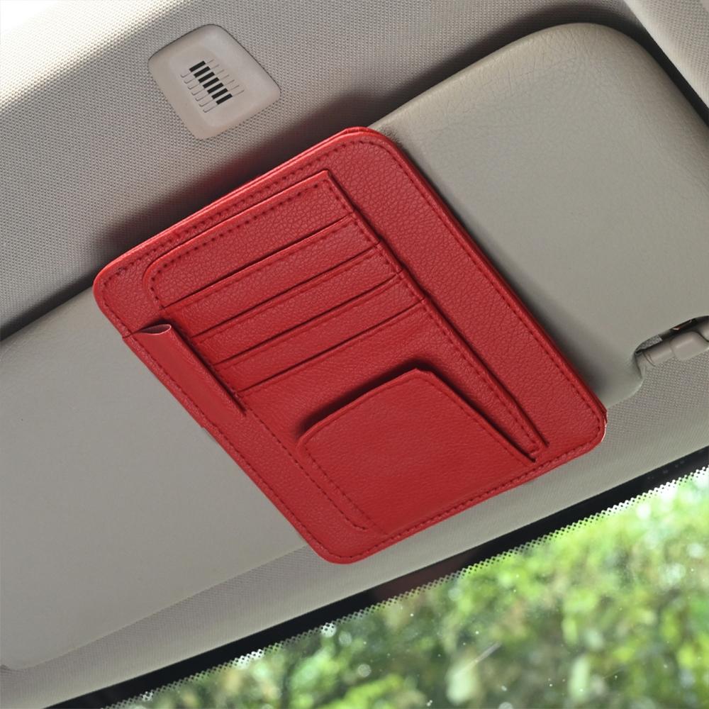 Car Sun Visor Card Clip Sunglasses Storage Box Magic Tape Clip Universal Auto Truck Internal Card Holder Sunshade Accessories