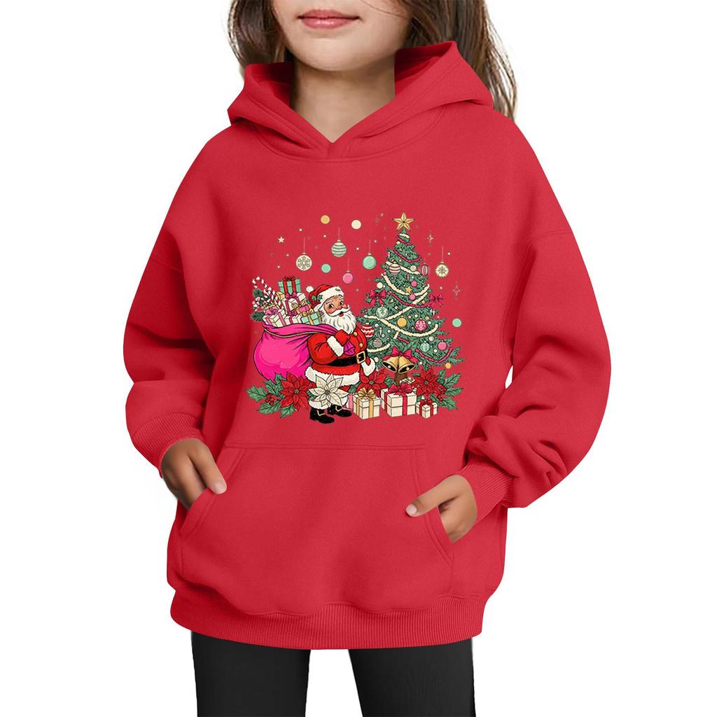 Sweatshirts For Teen Girls Hoodies Long Sleeve Drawstring Pullover Cute Printed Oversized Hoodie Christmas