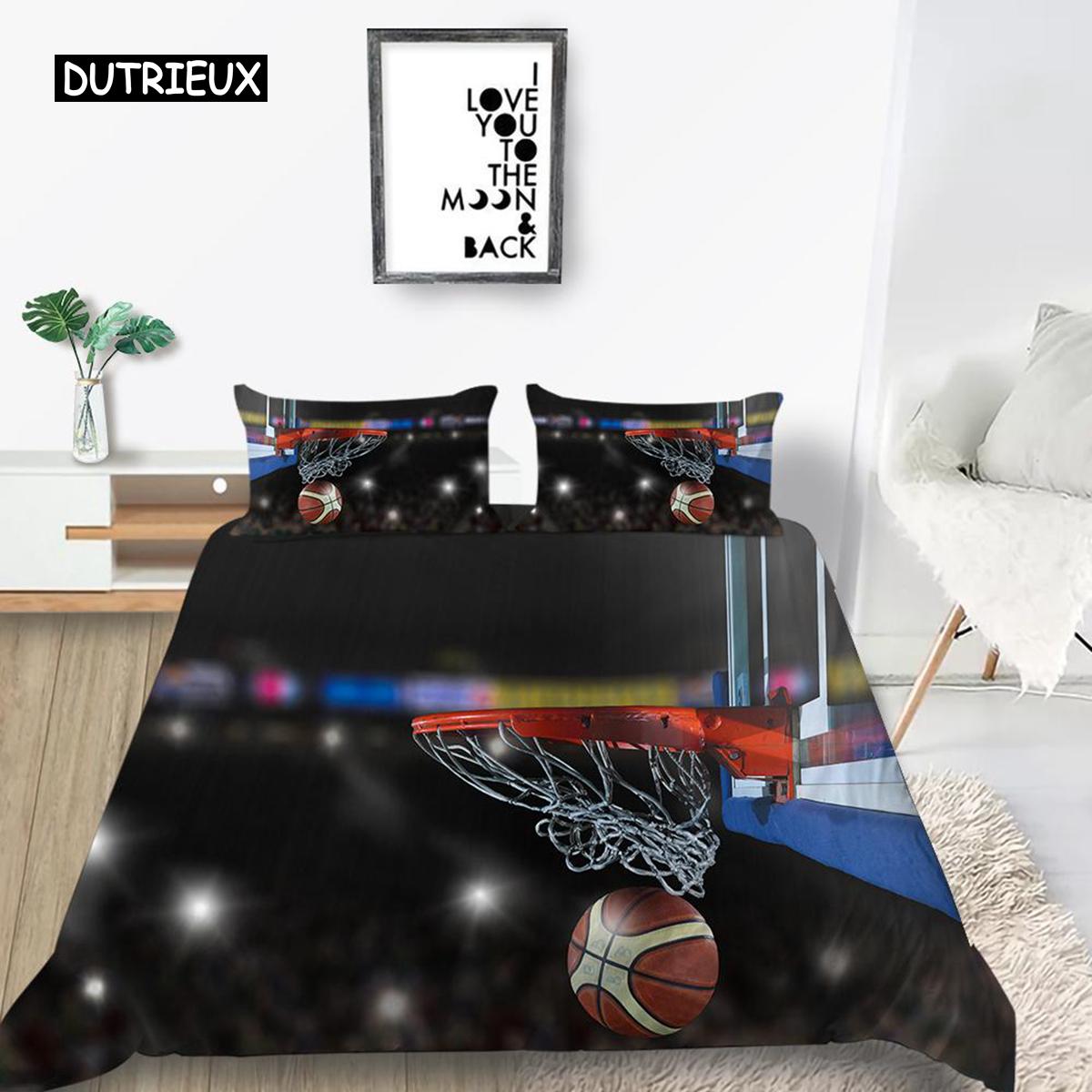 

Basketball Comforter Cover Kit Long-lasting Polyester Hand Catching Fire Basketball Sports Themed Bed Cover Kit Queen Size Size Plush 2/3pcs Quilt EU single(135x200cm)
