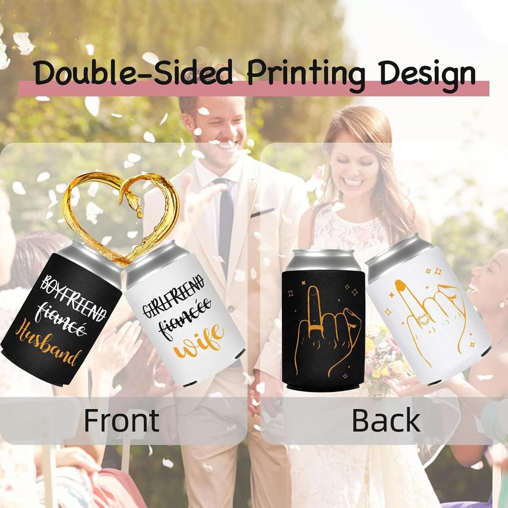 Wedding Can Cooler Sets, Personalized Wedding Gifts for Couples, Husband and Wife, Bottles and Cans Collapsible Sleeve, Neoprene Insulator Can