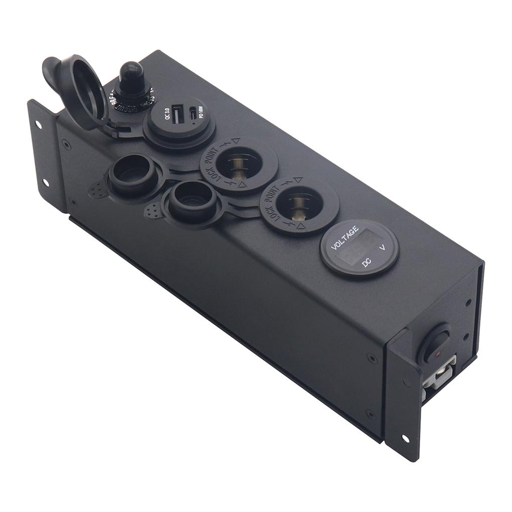 12/24V Distribution Panel Multi-function Box Cigarette Lighter Usb for Anderson Socket Power Switch 8AWG 30cm