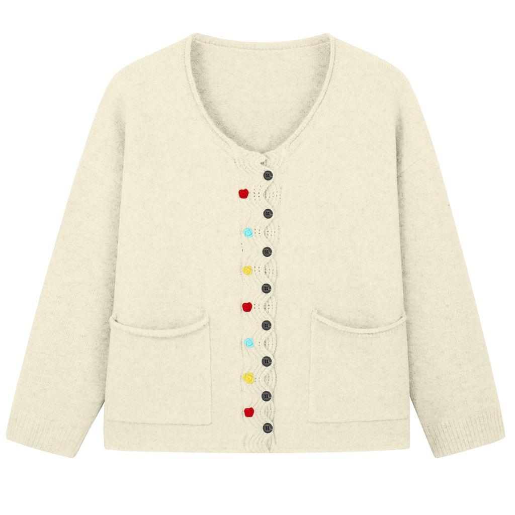 Sweaters For Women Button Long Sleeve Knit Sweater Coats With Pockets