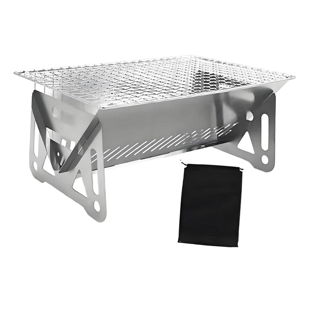 Folding Stainless Steel BBQ Camp Grill for Outdoor Picnic Professional with Carry Bag Portable