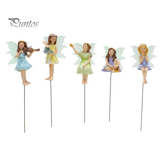 

5 шт. Мини-фигурки фей, смоляные цветочные феи, украшение для цветочного горшка, маленькая фея со светящимися в темноте крыльями, садовые аксессуары для фей, бонсай своими руками A