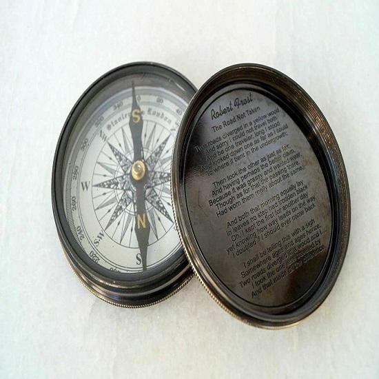 Brass Compass Antique Nautical Maritime 3" Poem Compass Stanly London 1885 Pocket Compass