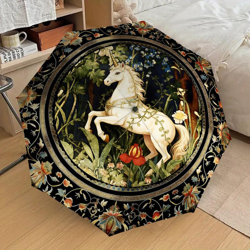1 Stück Einhorn-Blumen-Regenschirm - 8 Speichen verstärkt, Automatisches Öffnen, Leicht & Langlebig, Niedliches Modeaccessoire für Draußen - K1268