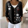 Women's Fashion Long Sleeve Christmas Snowman Snowflake Print Jacket Cardigan