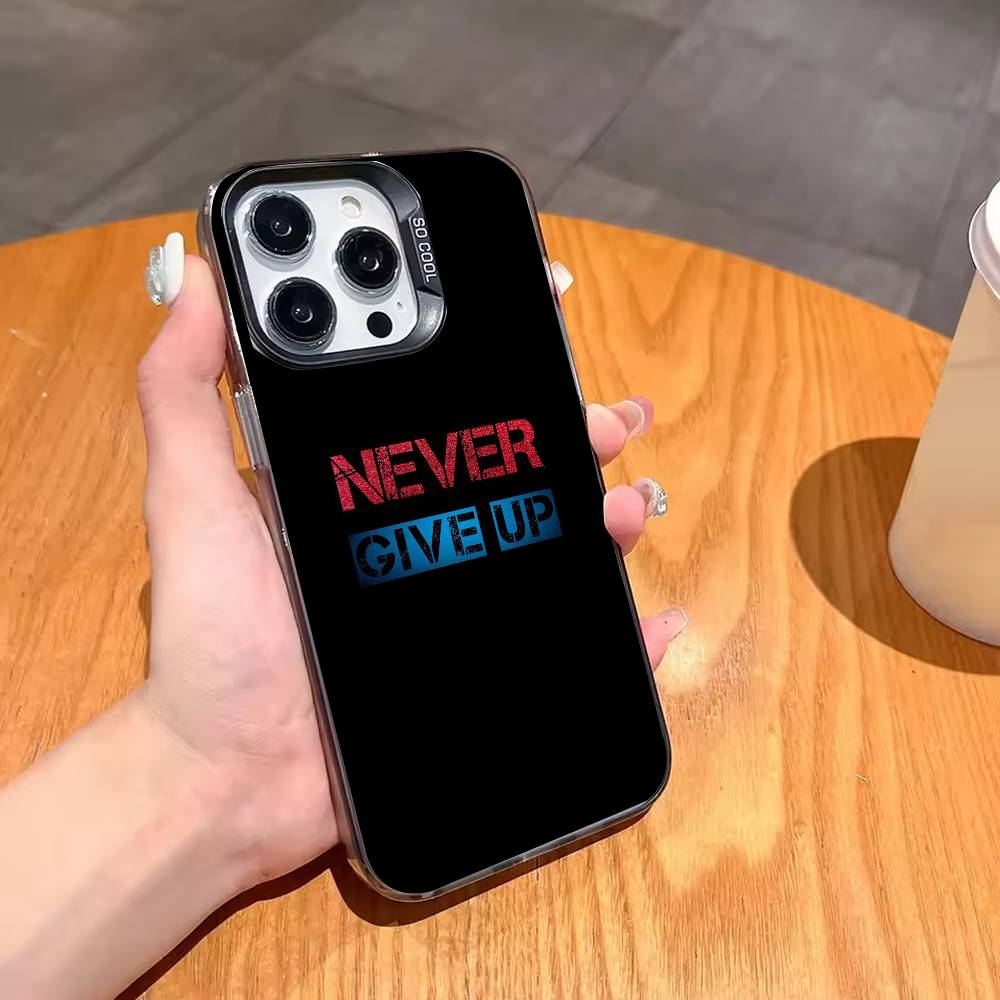 M-Motivate yourself to never give up Phone Case For iPhone17,16,15,14,13,12,11,Pro,MAX Gray Matte Silicone Black Cover