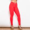 Shascullfites Women's Red Leggings Elastic Regular Waist Skinny Fit for Fitness Workout Tight Fitting Leggings for Ladies