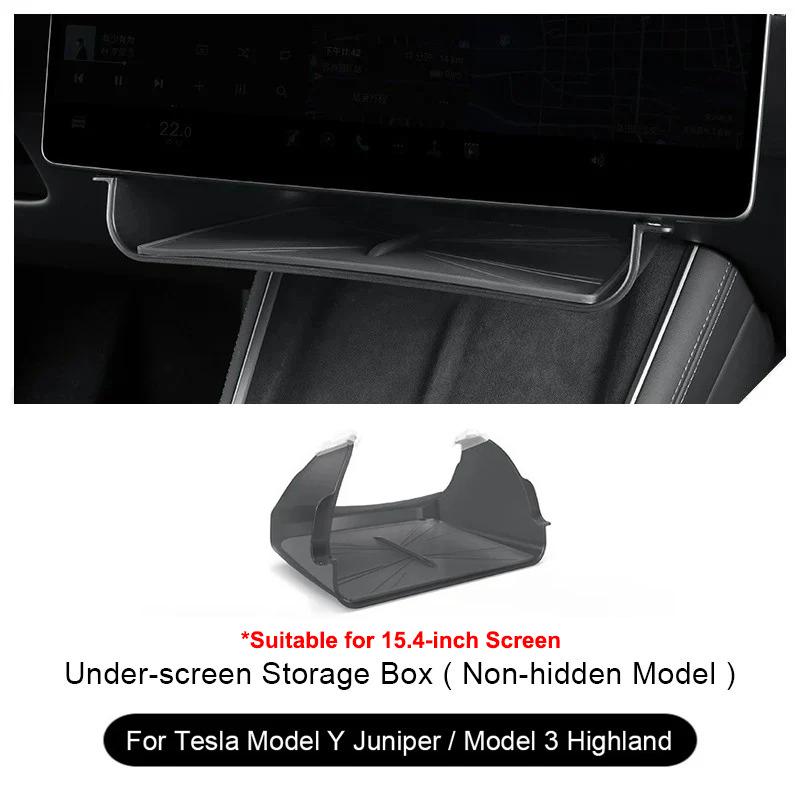 For Tesla Model Y Juniper 16-inch Center Under Screen Storage Box for Model 3 Highland Open and Close Screen Hideen Privacy Box