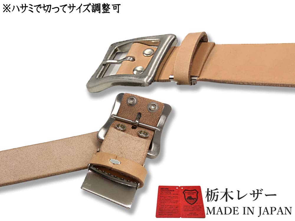 WING LEATHER Tochigi Leather 6 Genuine Cowhide Made in Solid Natural Belt, Colors, Leather, Japan, Men's, Color, Casual, 40mm, W052, Medium,