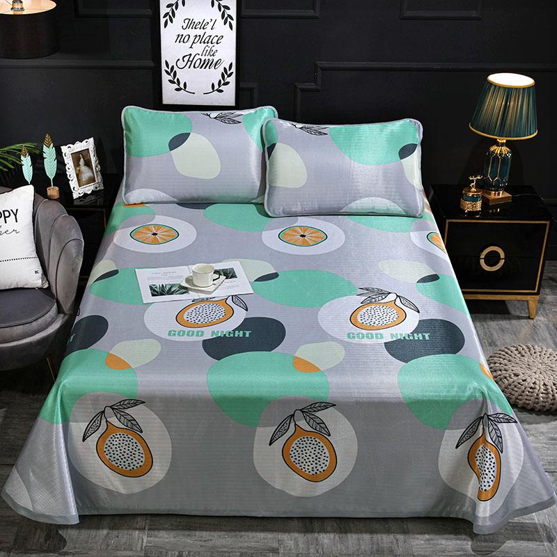 

Текстиль для дома, легкий в уходе принт, складной летний прохладный спальный коврик, наматрасник из ледяного шелка с наволочкой, комплект простыней 90x200cm 2pcs