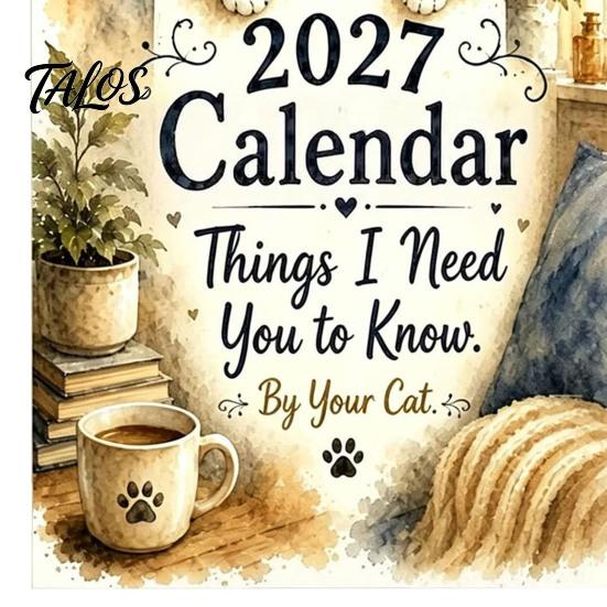 Large Grid Monthly Planner 2027 Cat Wall Calendar with Watercolor Illustrations, for Thick Paper Hanging Home Office, Coil Binding, 12x8 Inches Office