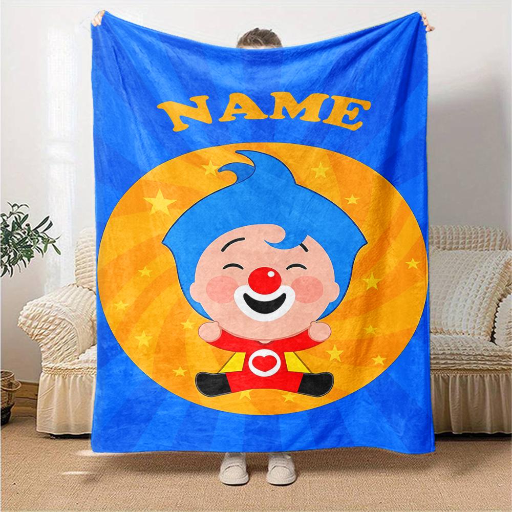 Coperta Stampata a Tema Plim Plim con Nome Personalizzabile - Perfetta per Divano, Letto, Viaggi e Uso Esterno | Lavabile in Lavatrice, Accogliente e Durevole.