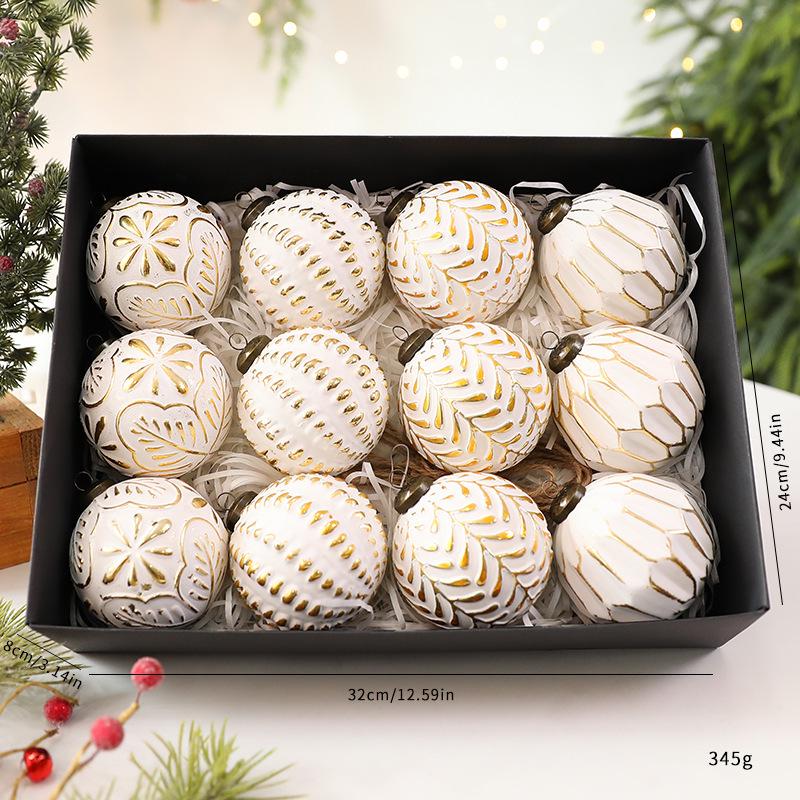 8cm Antique Christmas Scene Decorative Ball Set - Boxed Tree Pendants 8cm