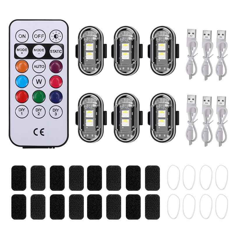 Universal Eight-Color Wireless Remote Control Navigation and Warning Light for Drones and Motorcycles