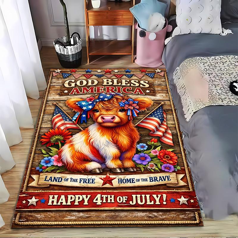 Patriotic Cow 3-Piece carpet Non-slip rug suitable for living room and bedroom sofas