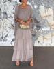 Elegant Chiffon Fashion Trendy Mesh Bat Sleeve Maxi Long Dress