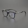 Vintage Handmade Square Eyeglasses Frame Men Women Large Face Blue Light Blocking Prescription Compatible