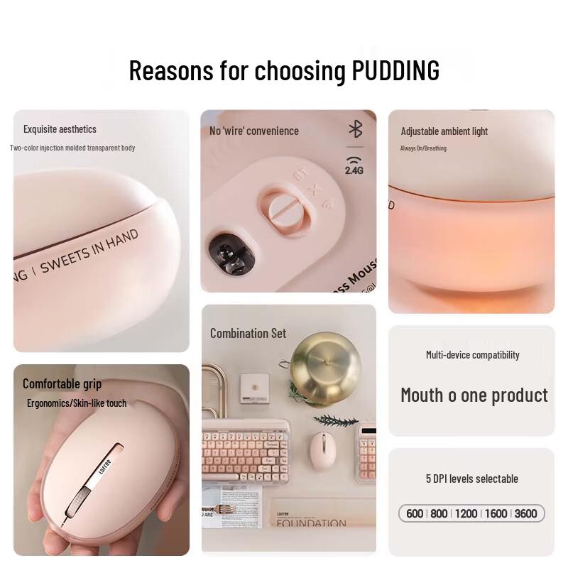 Lofree Pudding Luminous Dwukanałowa Bezprzewodowa Mysz